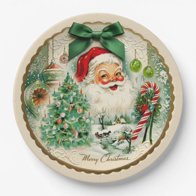 Nostalgischer Kitschmas  Pappteller (Vorderseite)