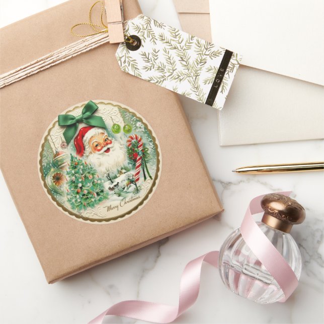 Nostalgischer Kitschmas  Runder Aufkleber (Schenken)
