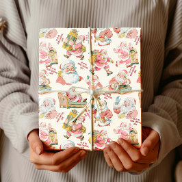 Nostalgischer Retro Weihnachten in Creme Geschenkpapier