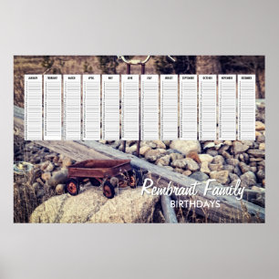Nostalgischer roter Wagen Familien-Geburtstagskale Poster