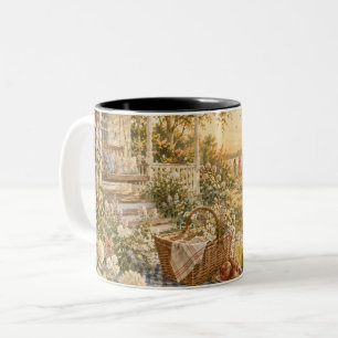 Nostalgischer Sommer Cottage-Garten Picknick Zweifarbige Tasse