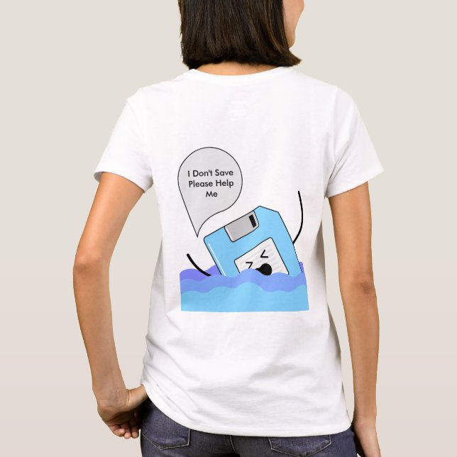 Nostalgischer Tech Spaß T - Shirt - Rett der Diske (Rückseite)