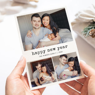 Nostalgischer Typ   Happy New Year Family Foto Gri Feiertagskarte