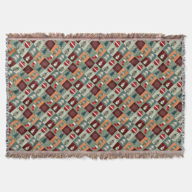 Nostalgischer vintage Ferien-Patchwork-Quilt Decke (Vorderseite)