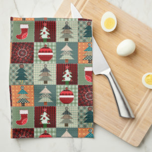 Nostalgischer vintage Ferien-Patchwork-Quilt Geschirrtuch
