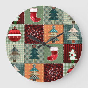 Nostalgischer vintage Ferien-Patchwork-Quilt Große Wanduhr