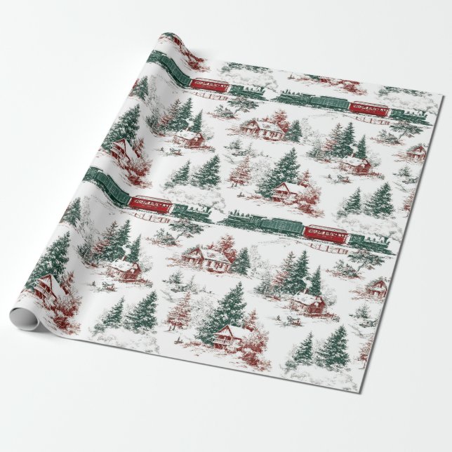 Nostalgischer Vintage-Rotgrün  Geschenkpapier (Ungerollt)
