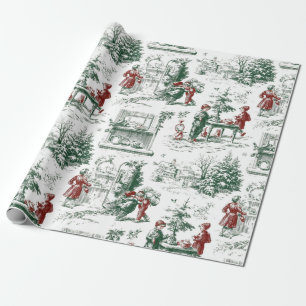 Nostalgischer Vintage-Rotgrün-Weihnachtsmann Geschenkpapier