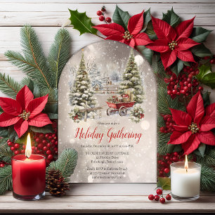 Nostalgischer Vintage-Urlaubstannenbaum Weihnachts Acryleinladungen