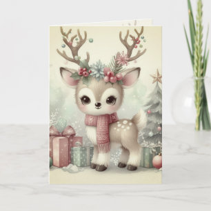 Nostalgischer Vintage-Weihnachts-Rentier-Hirsch Karte