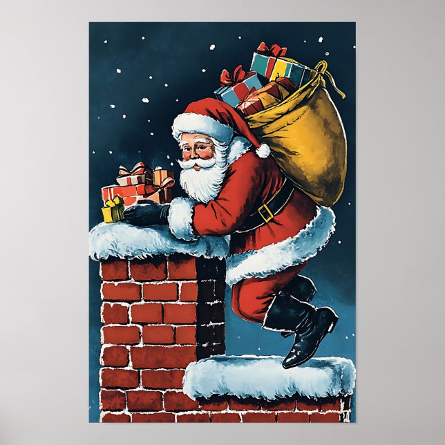 Nostalgischer Vintage-Weihnachtsmann Poster (Vorne)