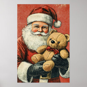 Nostalgischer Vintage-Weihnachtsmann Poster