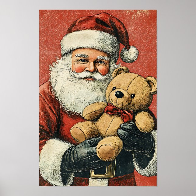 Nostalgischer Vintage-Weihnachtsmann Poster (Vorne)