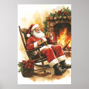 Nostalgischer Vintage-Weihnachtsmann Poster