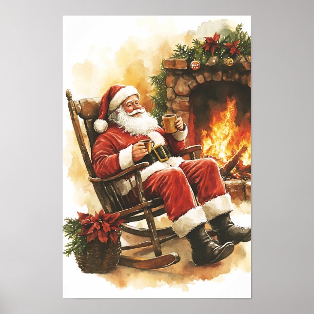 Nostalgischer Vintage-Weihnachtsmann Poster (Vorne)