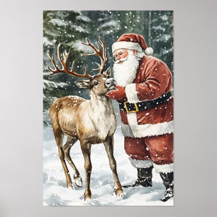 Nostalgischer Vintage-Weihnachtsmann Poster