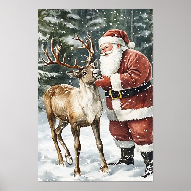 Nostalgischer Vintage-Weihnachtsmann Poster (Vorne)
