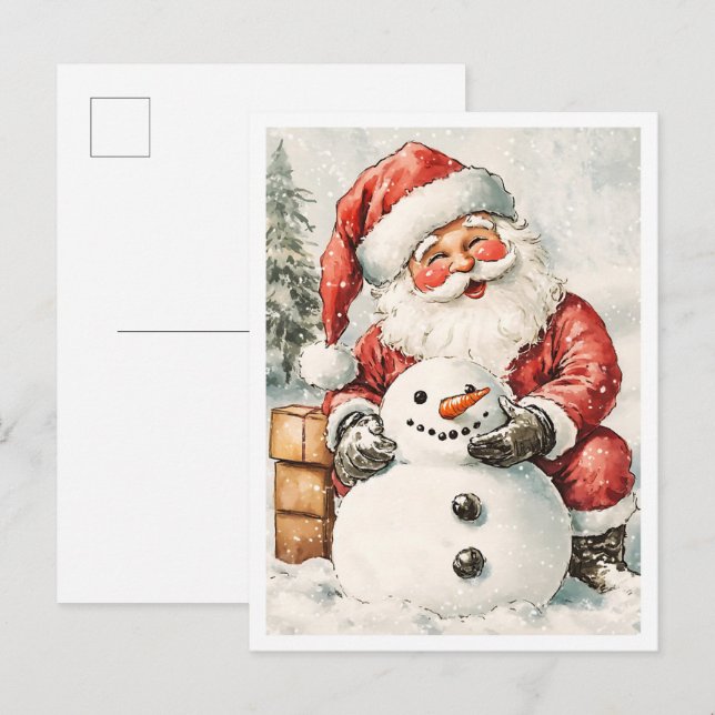 Nostalgischer Vintage-Weihnachtsmann Postkarte (Vorne/Hinten)