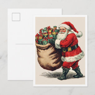 Nostalgischer Vintage-Weihnachtsmann Postkarte
