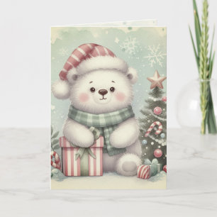 Nostalgischer Vintage-Weihnachtspolarbär Arktis Karte