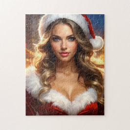 Nostalgischer Weihnachts-Santa-Mädchen Puzzle