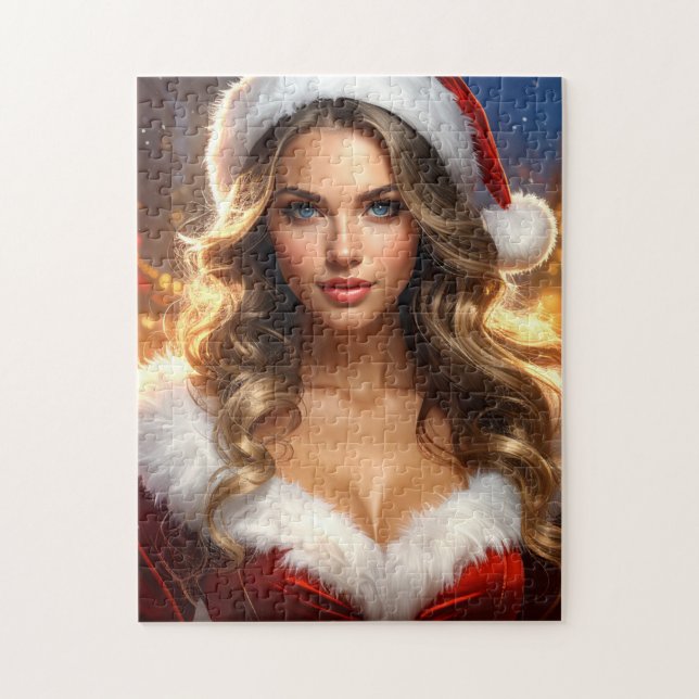Nostalgischer Weihnachts-Santa-Mädchen Puzzle (Vertikal)