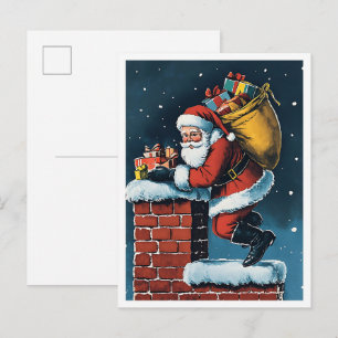 Nostalgischer Weihnachtsmann im Vintage-Stil Postkarte