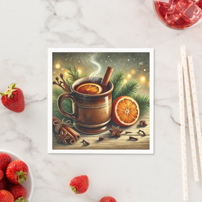 Nostalgischer Weihnachtsmarkt Weinkultur und Erde Serviette (Beispiel)