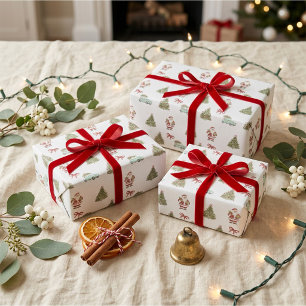 Nostalgisches Aquarell Vintage Weihnachtsmann Weih Geschenkpapier