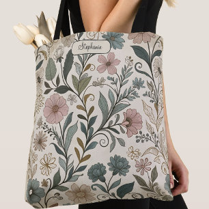 Nostalgisches Blumenmuster Stylische Tragetasche C