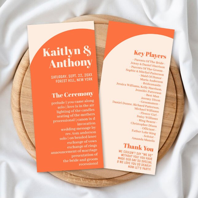 Nostalgisches Charm Retro-Hochzeitsprogramm Werbekarte (Von Creator hochgeladen)