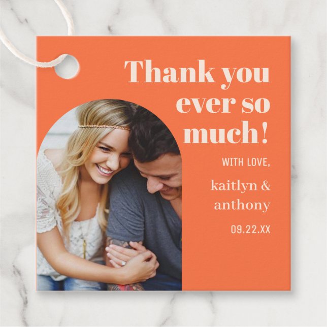 Nostalgisches Charm Retro Wedding Foto Geschenkanhänger (Vorderseite)