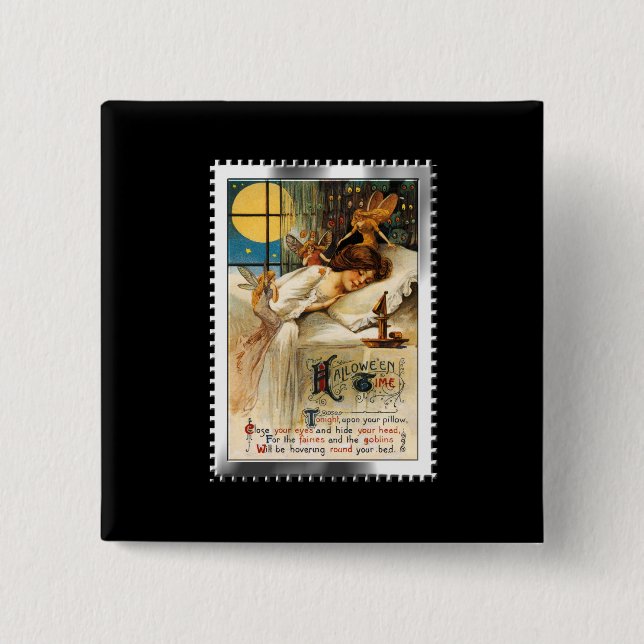 Nostalgisches Halloween-Goblins und -Fairies Button (Vorderseite)