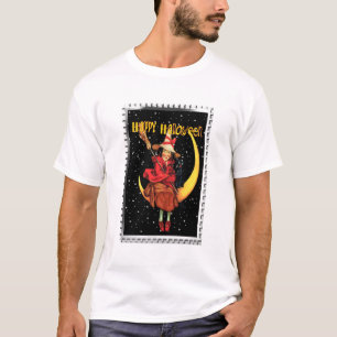 Nostalgisches Halloween Gute Hexe und ihre Katze T-Shirt