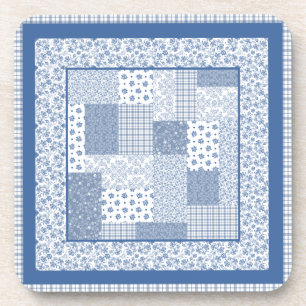 Nostalgisches Indigo Imitate Patchwork Set von Unt Getränkeuntersetzer