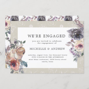 Nostalgisches Indigoröschenblüte Verlobung Einladung