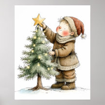 Nostalgisches Kind schmückt Weihnachtsbaum