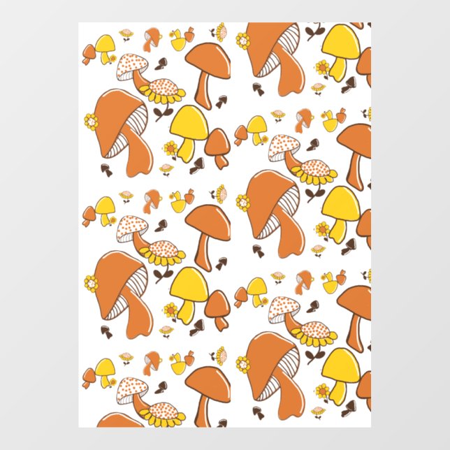 Nostalgisches Mushroom-Muster Fensteraufkleber (Blatt)