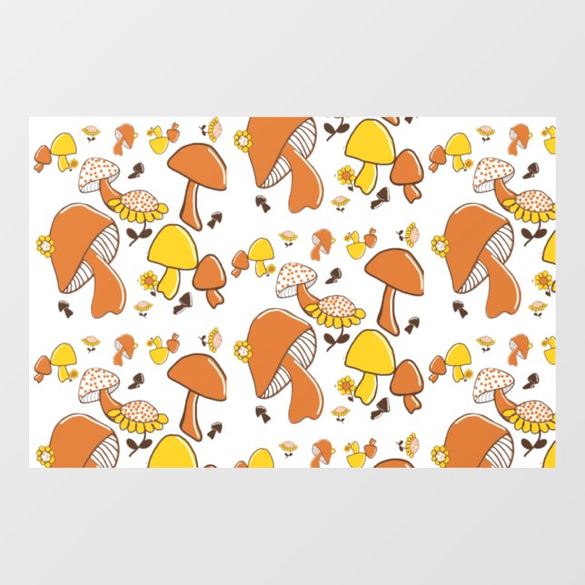 Nostalgisches Mushroom-Muster Fensteraufkleber (Blatt)