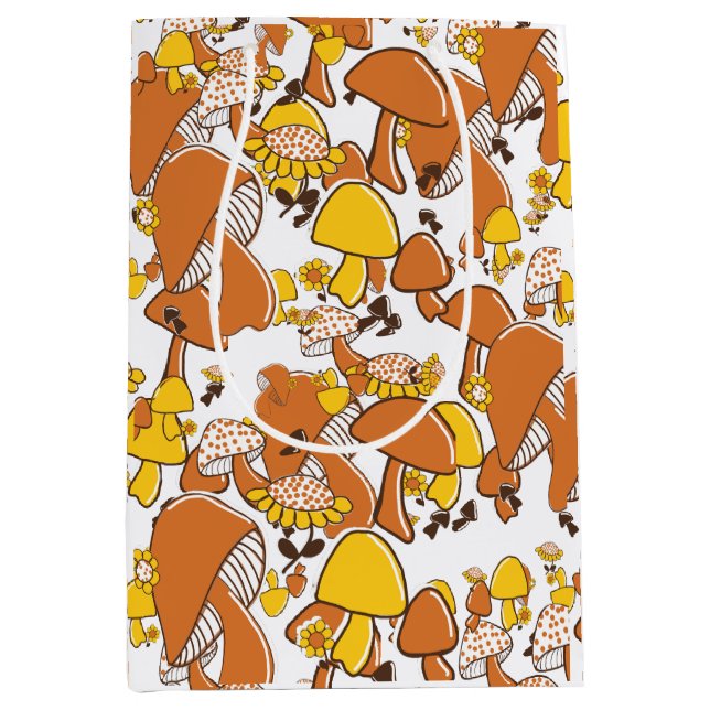 Nostalgisches Mushroom-Muster Mittlere Geschenktüte (Vorderseite)