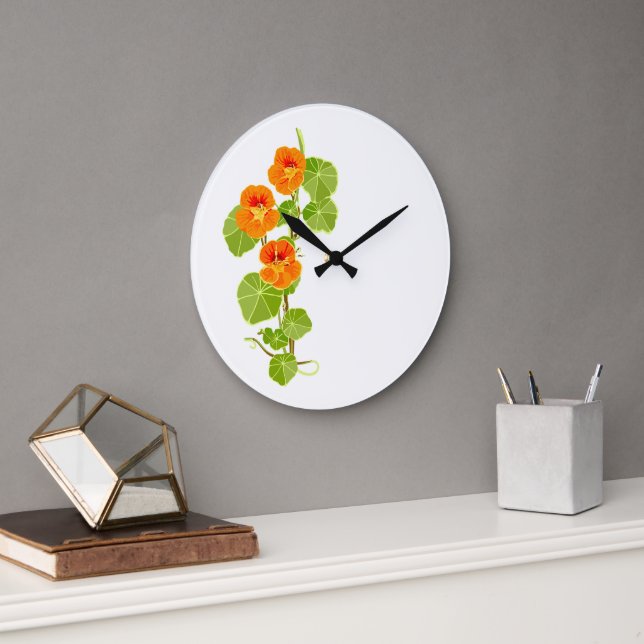 Nostalgisches Nasturtium Große Wanduhr (Büro)