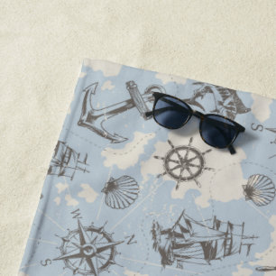 Nostalgisches nautisches Motivmuster Strandtuch