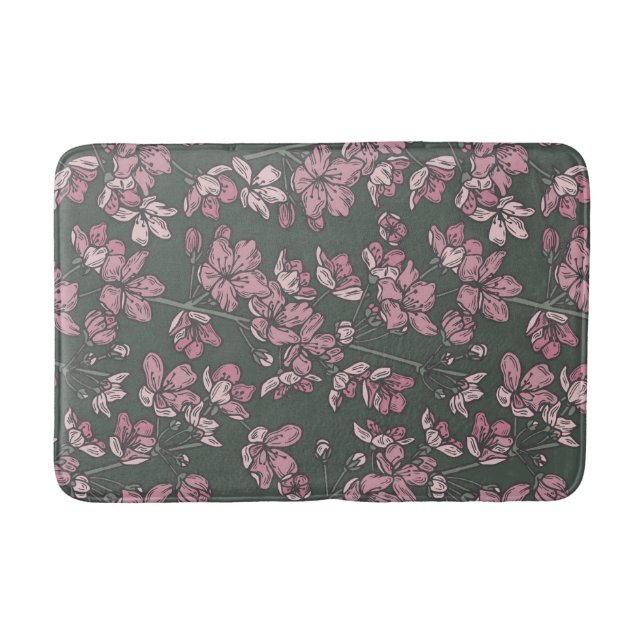 Nostalgisches Pink Floral Französisches Land Badematte (Vorderseite)
