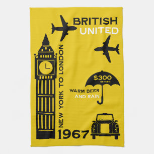 Nostalgisches Retro Airline Poster Geschirrtuch