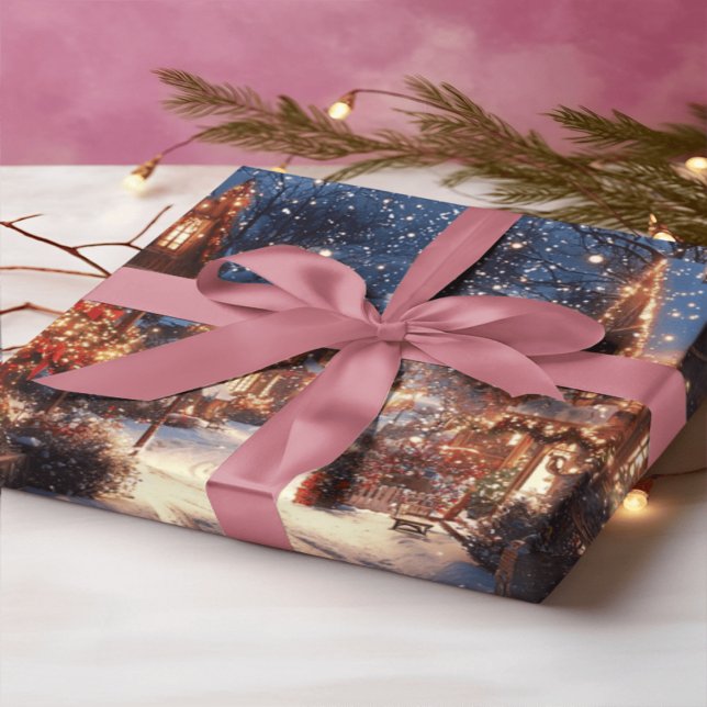 Nostalgisches viktorianisches Weihnachtsdorf-Gesch Geschenkpapier (Von Creator hochgeladen)