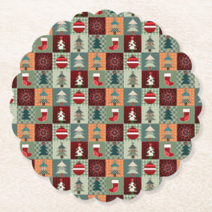 Nostalgisches Vintag Holiday Patchwork Quilt Untersetzer