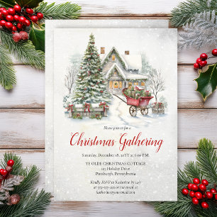 Nostalgisches Vintage-Cottage-Weihnachtstreffen Einladung