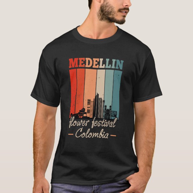 Nostalgisches Vintages Medellin Blume Festival T-Shirt (Vorderseite)