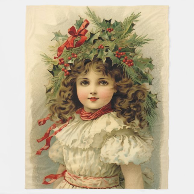 Nostalgisches Weihnachten Klassisches Weihnachtsbl Fleecedecke (Vorderseite)