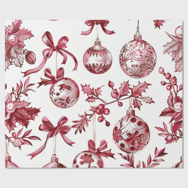 Nostalgisches Weihnachten Rot Geschenkpapier (Flach)